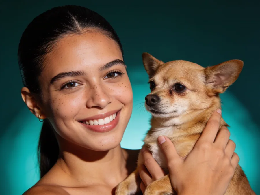 tutor(a) com seu pet no colo